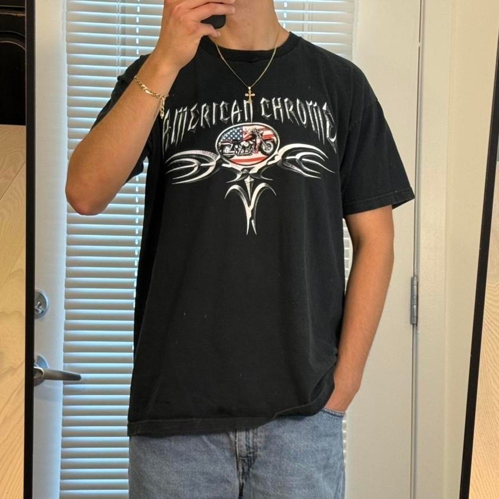 Vintage American Chrome Biker Tee Large